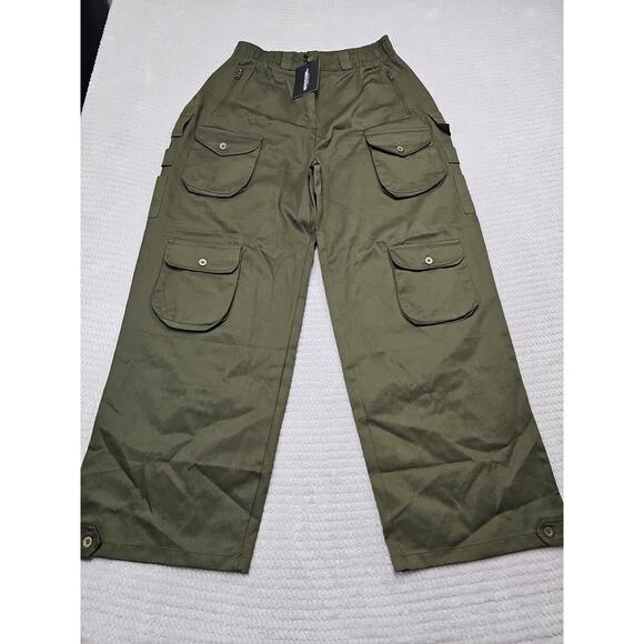 PrettyLittleThing Pants - Pretty Little Thing Cargo Pants Womens 14 Cargo Wide Leg Y2K Streetwear